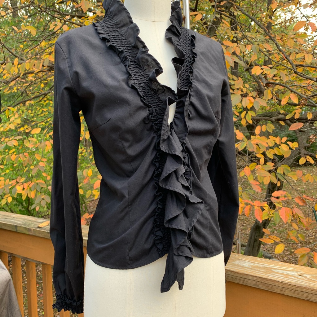 Zara Basic Black Ruffled Top